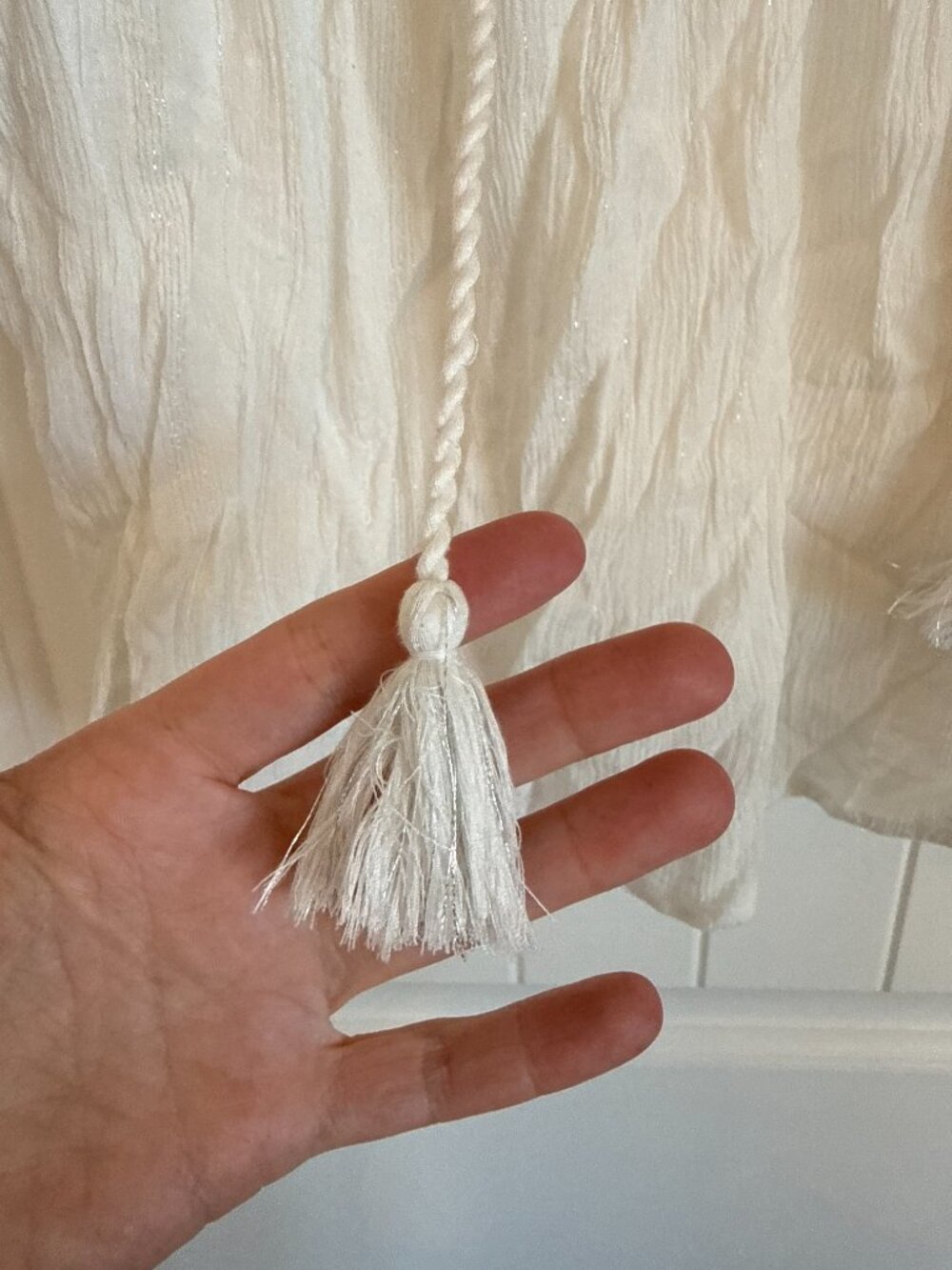 White gauze peasant top with embroidered detailing - Picture 3 of 5